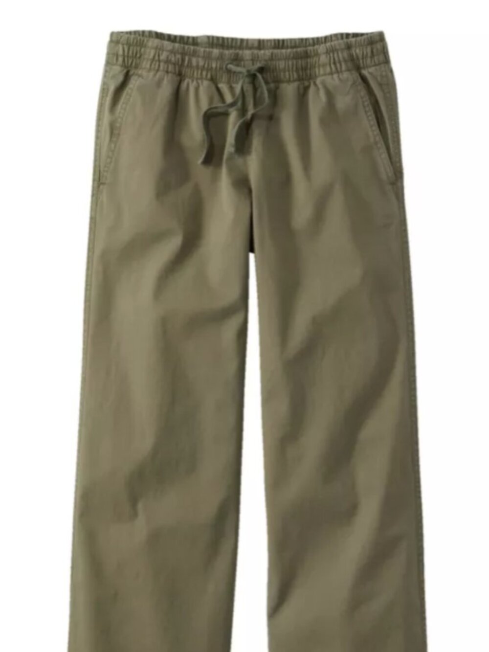 L.L. Bean Lakewashed Pull-on Chinos, Mid-Rise Wide-Leg Size 12 Deep Olive